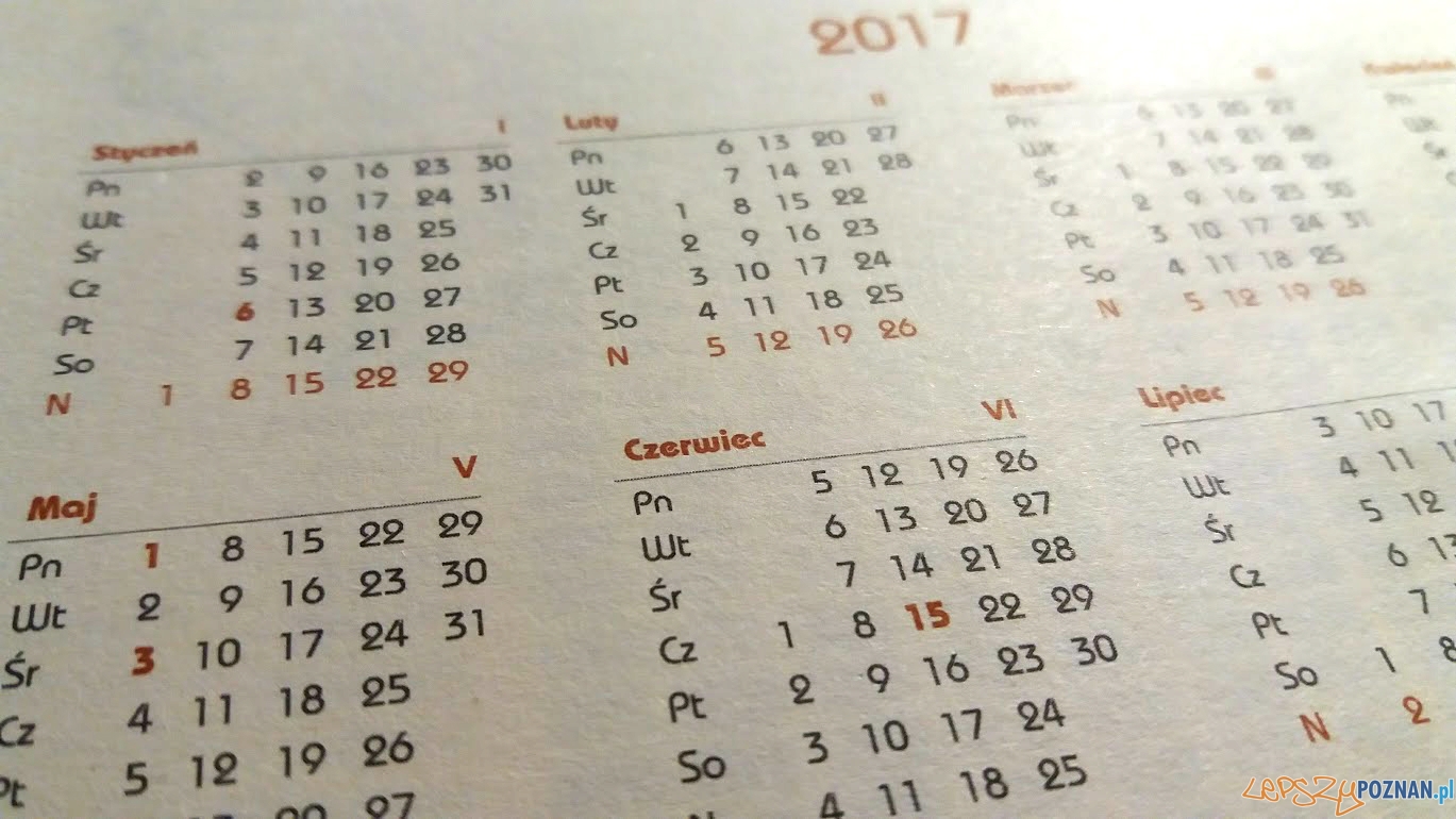 kalendarz rok 2017  Foto: lepszyPOZNAN