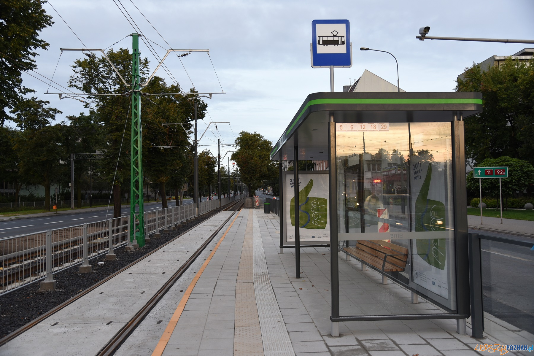 zielony słup trakcyjny przy AWF  Foto: UMP