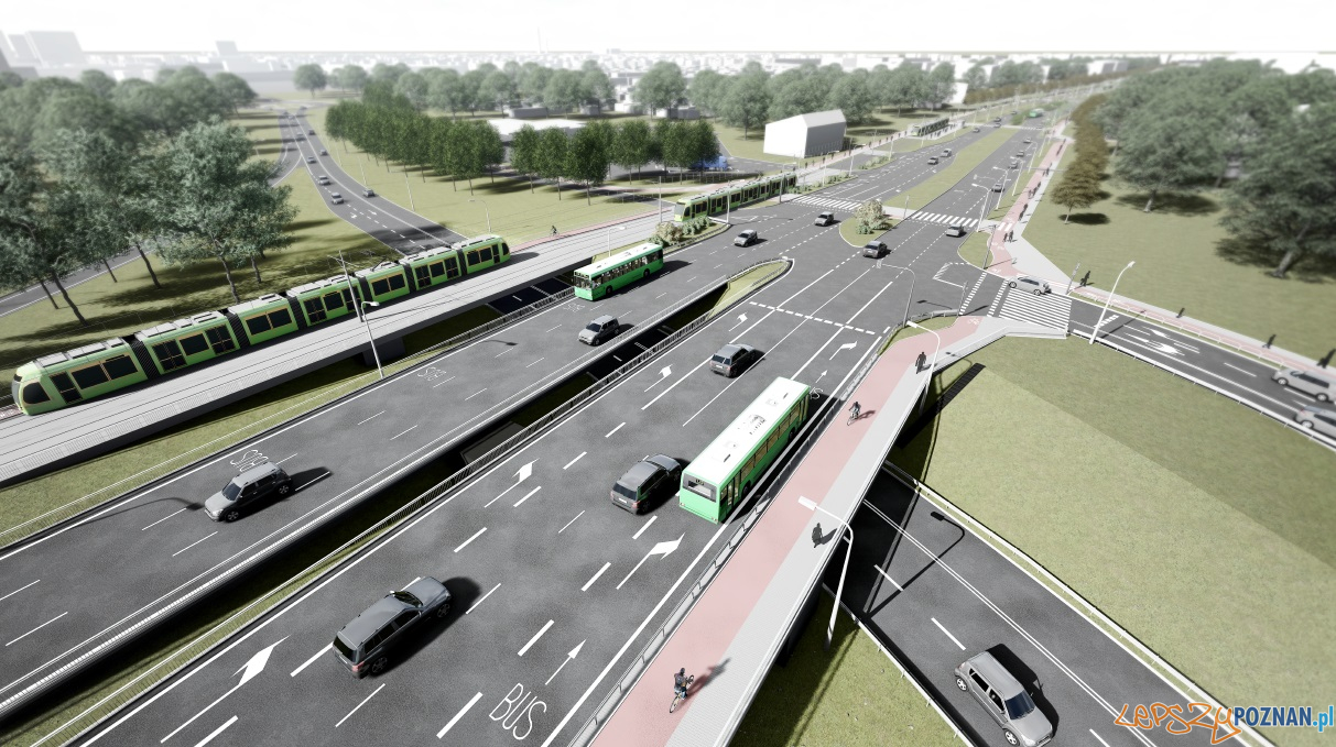 Wizualizacja przebiegu trasy tramwajowej i nowej drogi na Naramowice  Foto: UMP