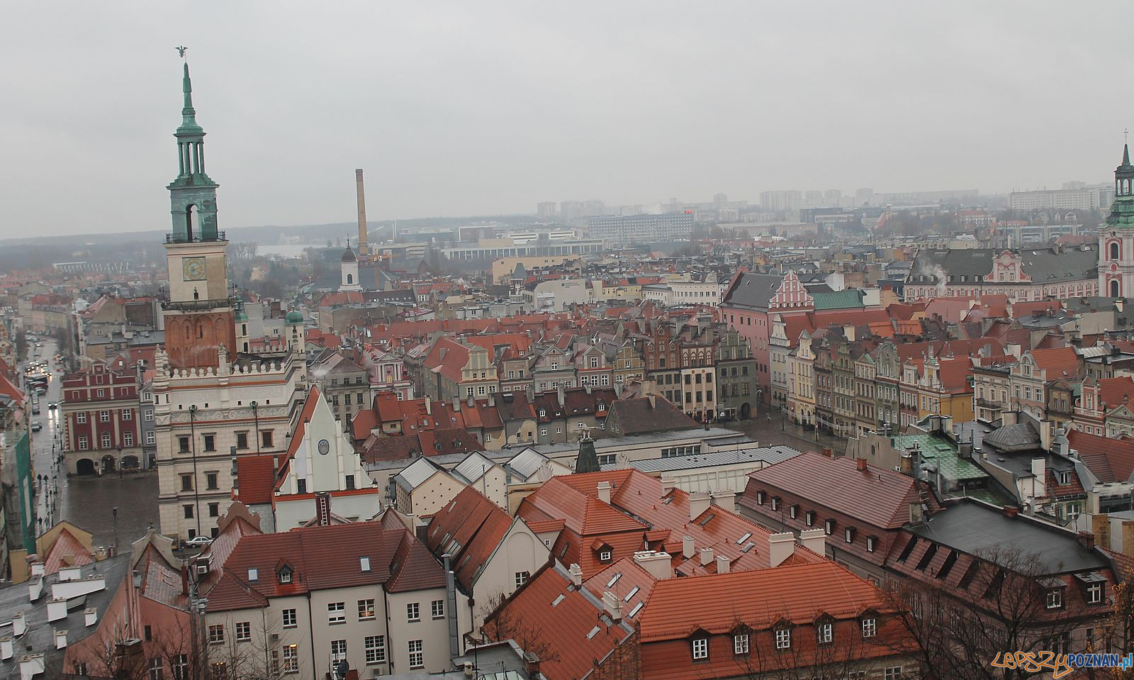 Poznań z lotu ptaka - Stary Rynek [widok z zamku na Wzgórzu Przemysła]  Foto: 