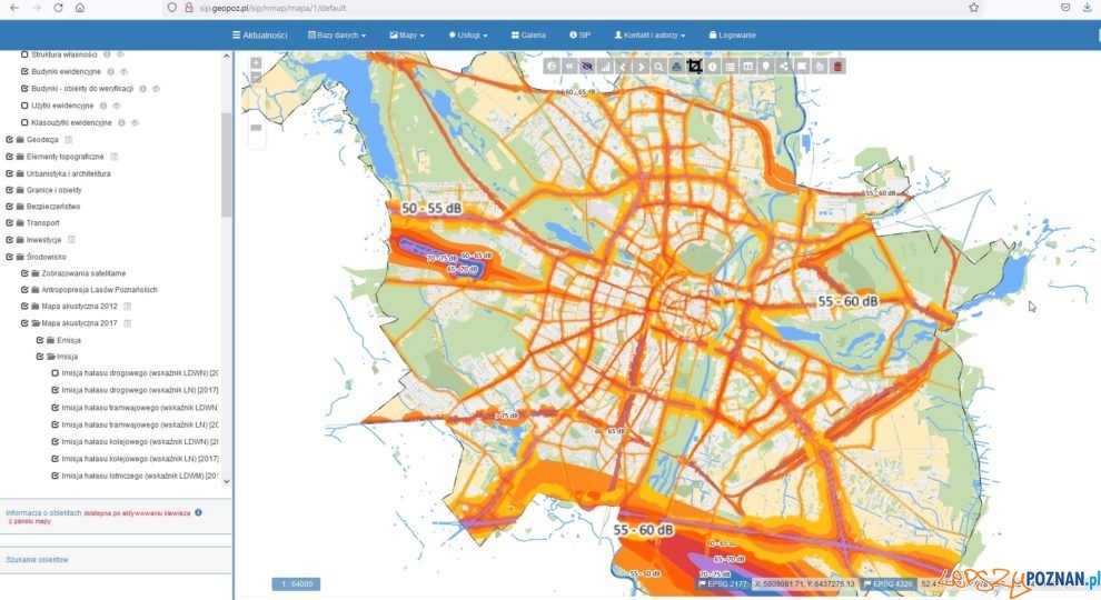 Hałas w mieście - mapa akustyczna  Foto: sip.geopoz.pl