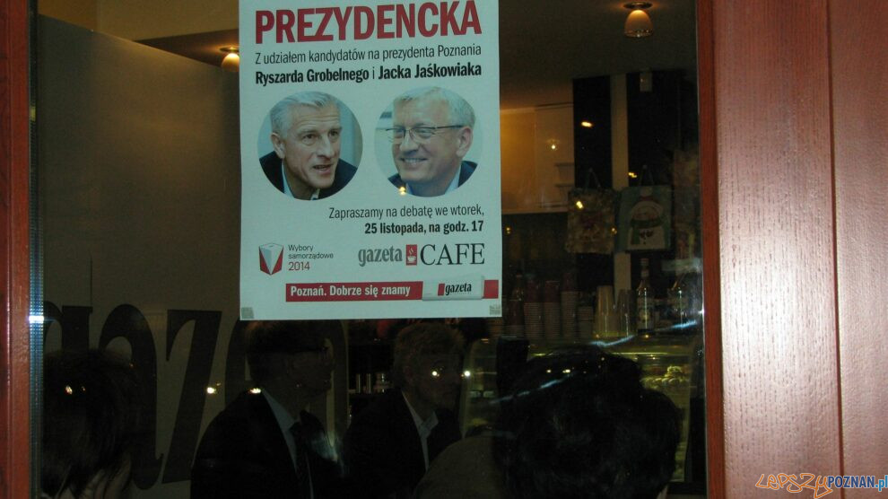 Jaskowiak - Grobelny debata Cafe Gazeta 25.11.2014  Foto: biuletyn.poznan.pl