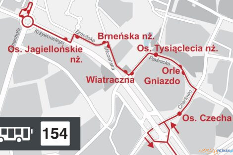 schemat czesci trasy linii 154 od 17 pazdziernika  Foto: materiały prasowe