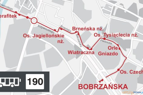 schemat czesci trasy linii 190 od 17 pazdziernika  Foto: materiały prasowe