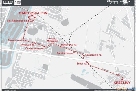 schemat minibusowej linii nr 123  Foto: materiały prasowe / ZTM