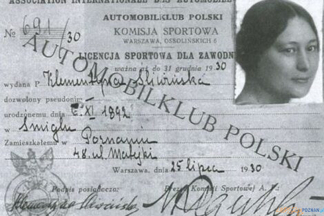 Licencja sportowa Klemantyna Sliwinska 1930 r.  Foto: 