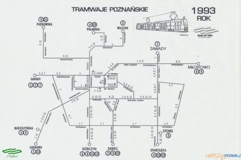Tramwaj 1993 Schemat lini tramwajowych [MPK Poznan]  Foto: 