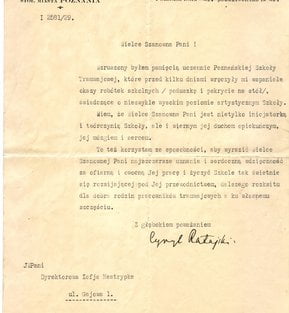 Zofia Nestrypke - list gratulacyjny Ratajskiego  Foto: 
